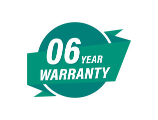 6 Years warranty badge vector images