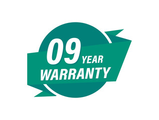09 Years warranty badge vector images