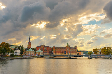 Fototapeta na wymiar Stockholm city view from Vasabron bridge