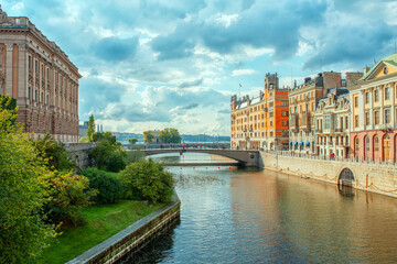 Stockholm, Sweden river cityscape. old city view