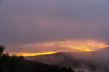 信州車山高原からの朝焼け