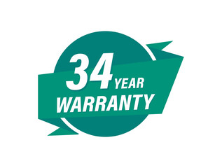 34 Years warranty badge vector images