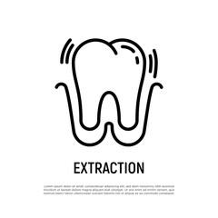 Tooth extraction thin line icon. Dental surgery. Dentistry. Vector illustration.