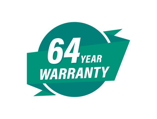64 Years warranty badge vector images