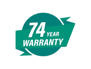 74 Years warranty badge vector images