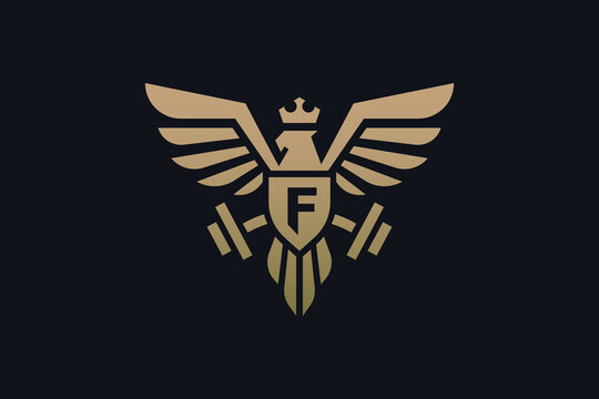 Strong Eagle and gym fitness logo design.