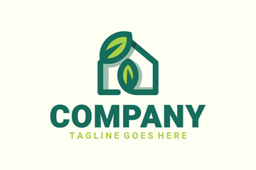 Green natural home logo design.
Leaves and home vector illustration.