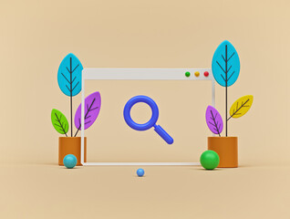 minimal online Browser search concept. 3d rendering