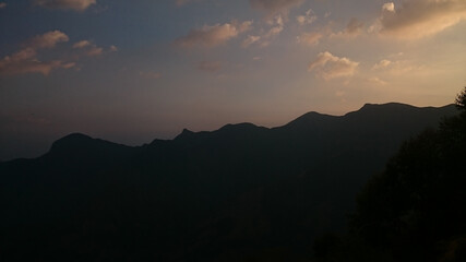 Sunset view in the western Ghats munnar kerala India