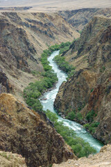 River flowing in the bottom of canyon