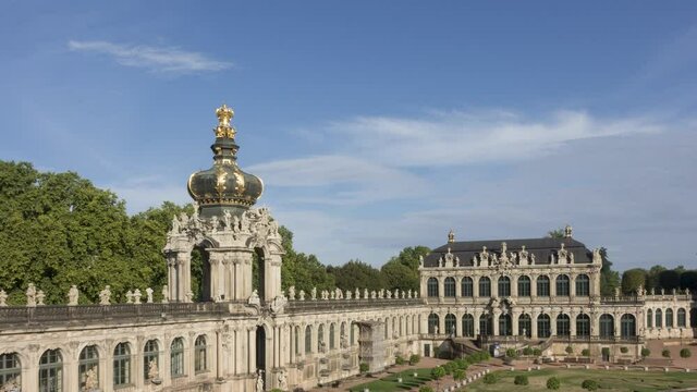 Moving clouds over the Zwinger palatial complex 