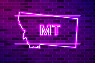 Montana US state glowing purple neon lamp sign