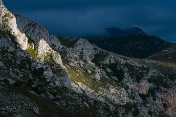 Landscape in the Ermita de Santa Ana. Natural Monument Puertos de Marabio between the councils of Yernes and Tameza, Teverga and Proaza in the Natural Park Las Ubiñas-La Mesa, Asturias, Spain, Europe