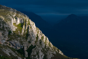 Landscape in the Ermita de Santa Ana. Natural Monument Puertos de Marabio between the councils of Yernes and Tameza, Teverga and Proaza in the Natural Park Las Ubiñas-La Mesa, Asturias, Spain, Europe