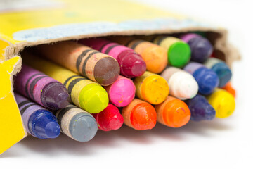 Fototapeta na wymiar colored crayons on white background