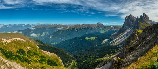 Landscape on the Funes Valley in the Dolomites