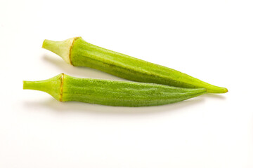 fresh okra(lady finger) on white background