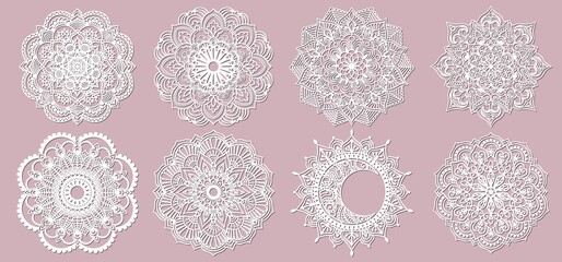 registration of the decorative surfaces. Abstract mandala, panels. Vector illustration of a laser cutting. Plotter cutting and screen printing.