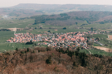 Fototapeta na wymiar Small German town around the mountains