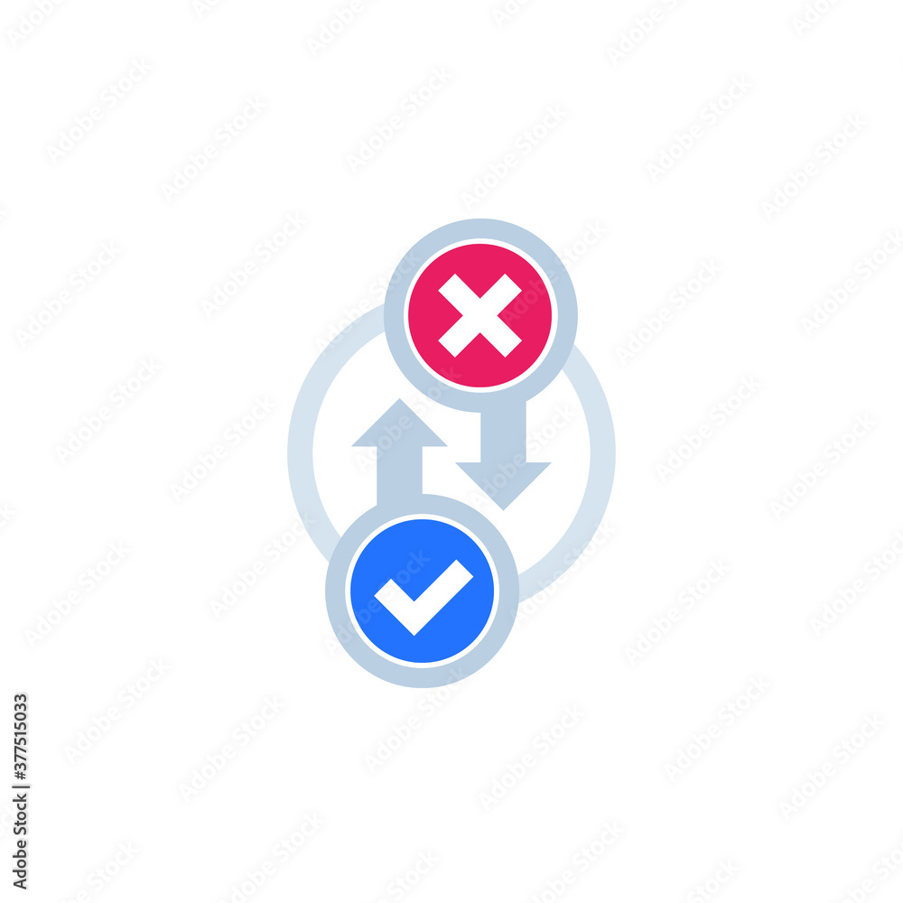 Poster process icon with checkmark and cross