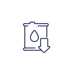 oil price drop or reduction line icon
