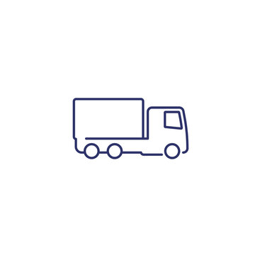 truck or lorry icon, line vector