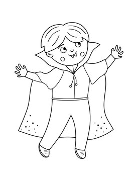 vampire boy costume black and white clip art preview