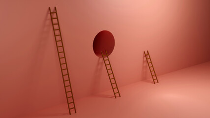 Ladder of Success, Winner, Opportunity, Inequality,  Concept for presentation, 3D illustration background