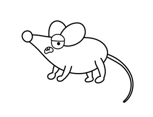 Cute vector black and white angry mouse. Halloween character icon. Funny autumn all saints eve illustration with scary animal. Samhain party coloring page for kids. .