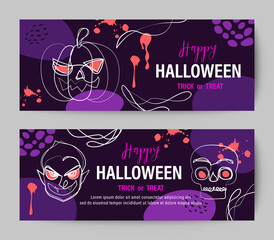 Purple Halloween holiday banner design