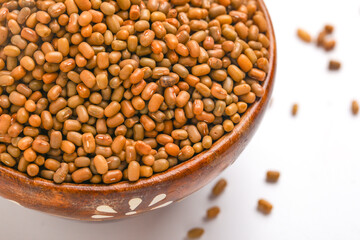 moth beans or matki beans in wooden bowl