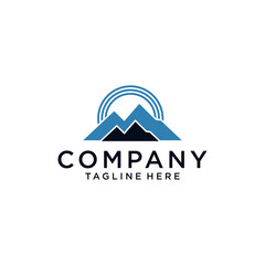 Fototapeta na wymiar mountain signal digital information logo design vector