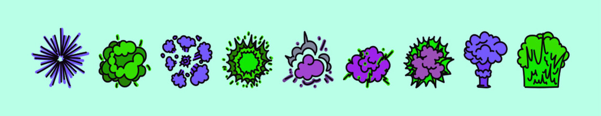 the explosion effect cartoon icon design template with various models. vector illustration