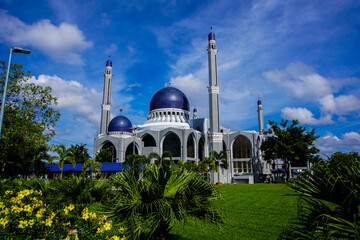 view of Kubang Kerian town in Kota Bharu. Looking over Sultan Ismail Petra Mosque and Pasir Hor - Kubang Kerian interchange bridge.