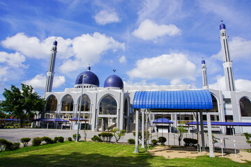 view of Kubang Kerian town in Kota Bharu. Looking over Sultan Ismail Petra Mosque and Pasir Hor - Kubang Kerian interchange bridge.