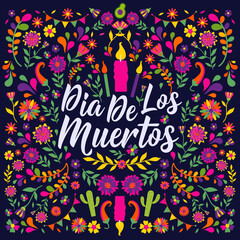 Dias de los Muertos typography banner vector. In English Translate - Feast of death. Mexico design for fiesta cards or party invitation, poster. Lettering poster.