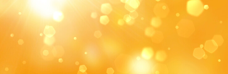 Moody Sunny Gold Yellow Summer Autumn Background Banner With Bokeh Lights 
