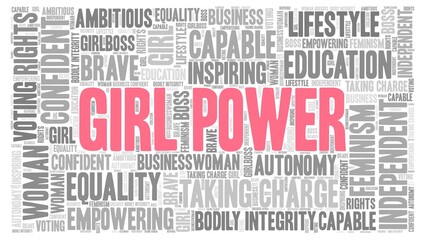 Girl power vector illustration word cloud isolated on a white background.