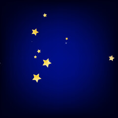 Yellow Falling Stars Vector Blue Background. 