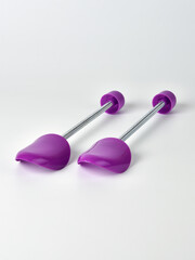 Plastic shoe lasts on a white background.