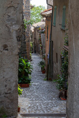 The alley in the Middle Ages village ,a narrow passageway between buildings was built in the 15th century.