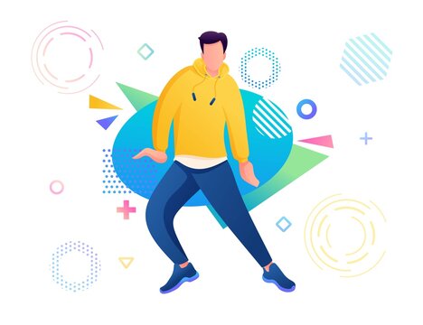 recommend clip art: Young guy dancer in movement, hip-hop, freestyle, modern, jazz modern, break dance, Tectonics