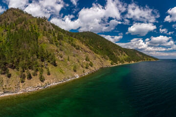 A steep cliff on the coast of Lake Baikal