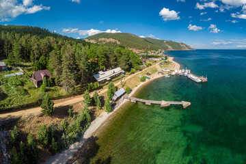 Aerial view of the pier in the village of Bolshiye Koty © tilpich