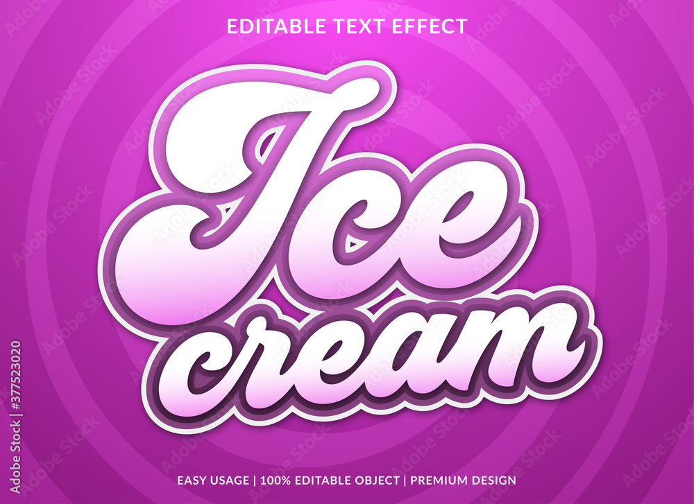 Poster ice cream text style template with retro style and bold font concept use for brand label and promoti