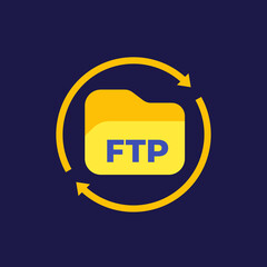 ftp icon, transfer to server vector