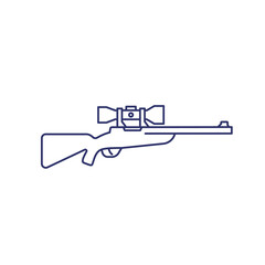 Hunting rifle with optical sight, sniper rifle line icon