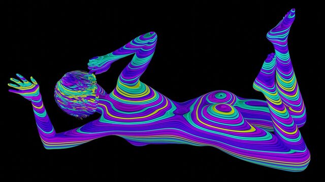 Psychedelic artistic portrait of lying naked woman