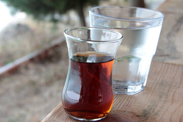 Turkish tea freshly brewed in a tea glass