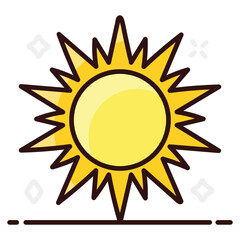 
Shining sun icon in style, planetary system 
